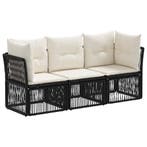 vidaXL Tuinbank Set 3 pcs Zwart poly rattan, Verzenden, Nieuw