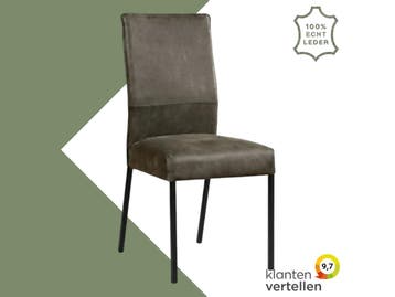 Leren eetkamerstoel Real - Kenia Antracite (grijs) - Poten, Huis en Inrichting, Stoelen, Nieuw, Ophalen of Verzenden, Industrieel, Modern