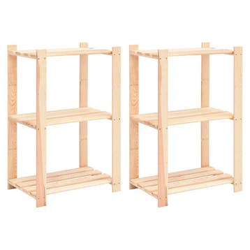 vidaXL Opbergrekken 3-laags 2 st 60x38x90 cm massief, Verzenden