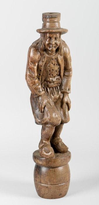 Snijwerk, Prachtig koppel antieke Bretoense houten figuren,