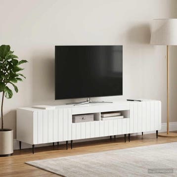 vidaXL 5-delige LED TV-kast Hoogglans Wit Bewerkt hout, Verzenden