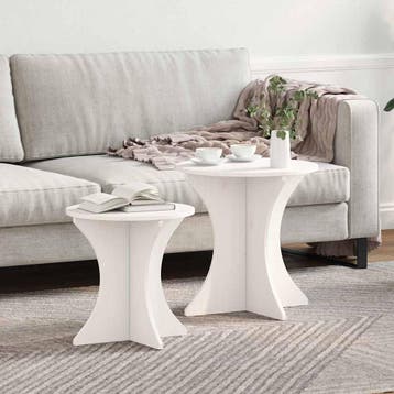 vidaXL Salontafel 2 st Wit 46 x 46 x 47 cm Massief, Verzenden