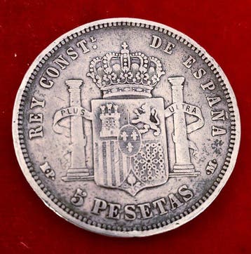 Spanje. Alfonso XIII. 5 Pesetas 1889*89 MPM (Zonder