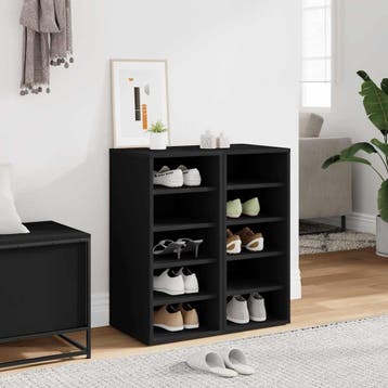vidaXL Schoenenkasten 2 st 31,5x35x70 cm bewerkt hout zwart, Verzenden, Nieuw