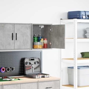 vidaXL Garage wandkast betongrijs bewerkt hout, Verzenden