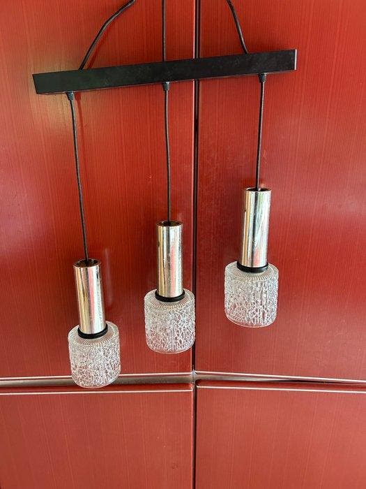 Lampe à suspendre - cascade - Chrome, Verre, Antiek en Kunst, Antiek | Verlichting