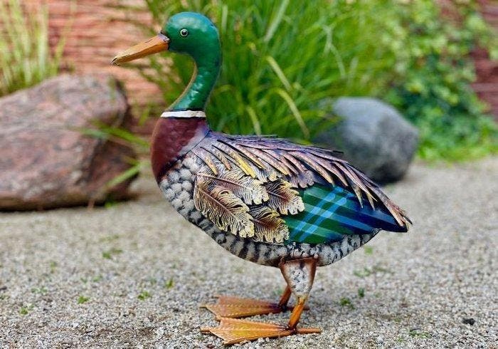 Duck - 48cm - Beeldje - Staal, Antiek en Kunst, Curiosa en Brocante