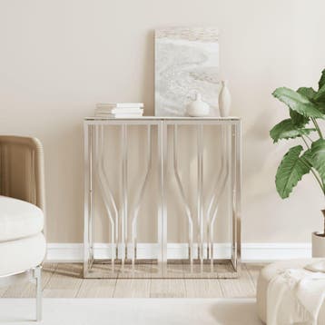 vidaXL Wandtafel 70x30x70 cm roestvrij staal en glas, Verzenden