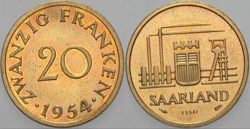 20 Franken 1954 o Saarland, Verzenden