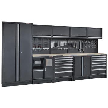 Complete werkplaatsinrichting mat zwart, werkbank + RVS, Ophalen of Verzenden, Nieuw