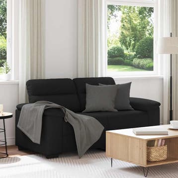 vidaXL 2-zitsbank / zetel 160x81x84 cm stof zwart, Huis en Inrichting, Verzenden, Nieuw