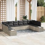vidaXL Tuinbank Set met kussen 10 pcs Lichtgrijs Polyrattan, Verzenden, Nieuw