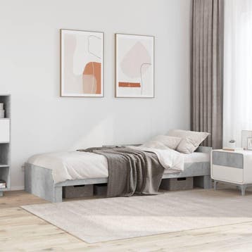 vidaXL Bedframe bewerkt hout betongrijs 100x200 cm, Verzenden