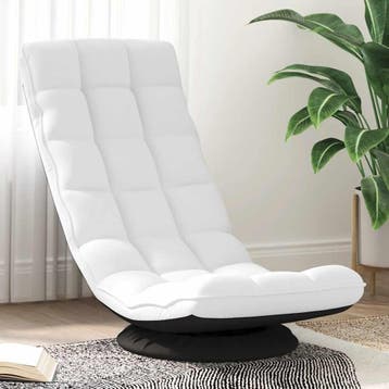 vidaXL Vloerstoel draaibaar 70x51x79 cm stof wit, Verzenden