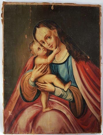 Bohemian School (XIX) - Our Lady of Help, After Lucas, Antiek en Kunst