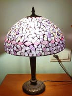 Lampe de table - Style Tiffany - Vitrail plombé et métal -