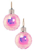 2x Discobal Ø 8 cm LED Iridescent Roze  Discobol Klein Spieg, Ophalen of Verzenden, Nieuw