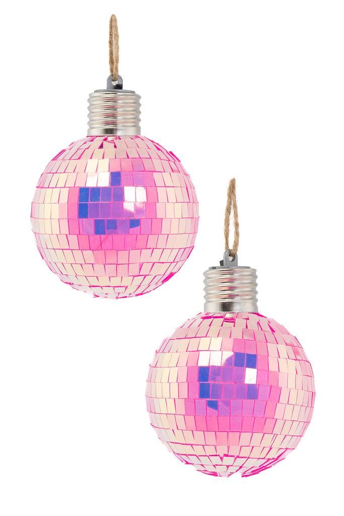 2x Discobal Ø 8 cm LED Iridescent Roze  Discobol Klein Spieg, Hobby en Vrije tijd, Feestartikelen, Nieuw, Ophalen of Verzenden