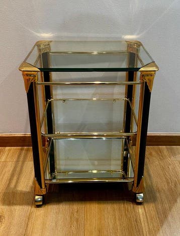 Serveerwagen - Messing, Kristal