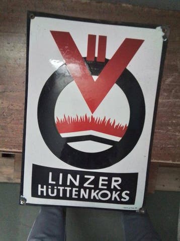 Hütte Linz - Linzer Hüttenkoks - unbekannt - Emaille bord -