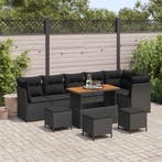 vidaXL Tuinbank Set 10 pcs Zwart Poly riet en gepoedercoat, Verzenden