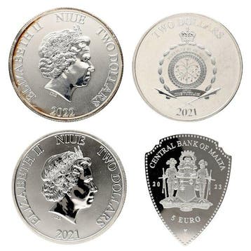 Niue, Malta. 2021/2023 - Movies 1 Oz (4 stuks) (Zonder, Postzegels en Munten