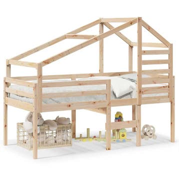 vidaXL Hoogslaper met bedhuis massief grenenhout 80x200 cm, Verzenden, Nieuw