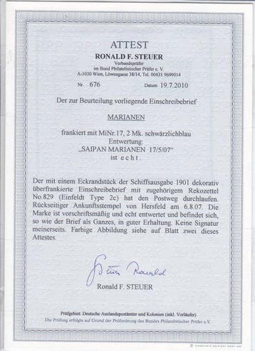 Duitse Koloniën - Marianen 1907 - Brief met 2 Mark in de, Gestempeld