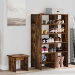 vidaXL Schoenenkast met plank met opslag 2 pcs Rook Eiken, Verzenden