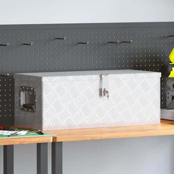 vidaXL Opbergbox 70x31x27 cm aluminium zilverkleurig, Verzenden