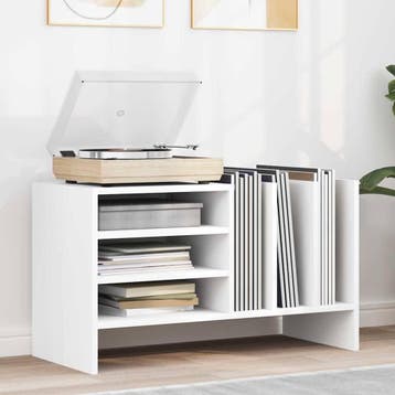 vidaXL Platenkast Wit 78,5 x 35 x 45 cm Bewerkt hout, Huis en Inrichting, Verzenden, Nieuw
