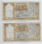 Tunesië, Algerije. - 2 banknotes 1956, 1959 (Zonder, Postzegels en Munten