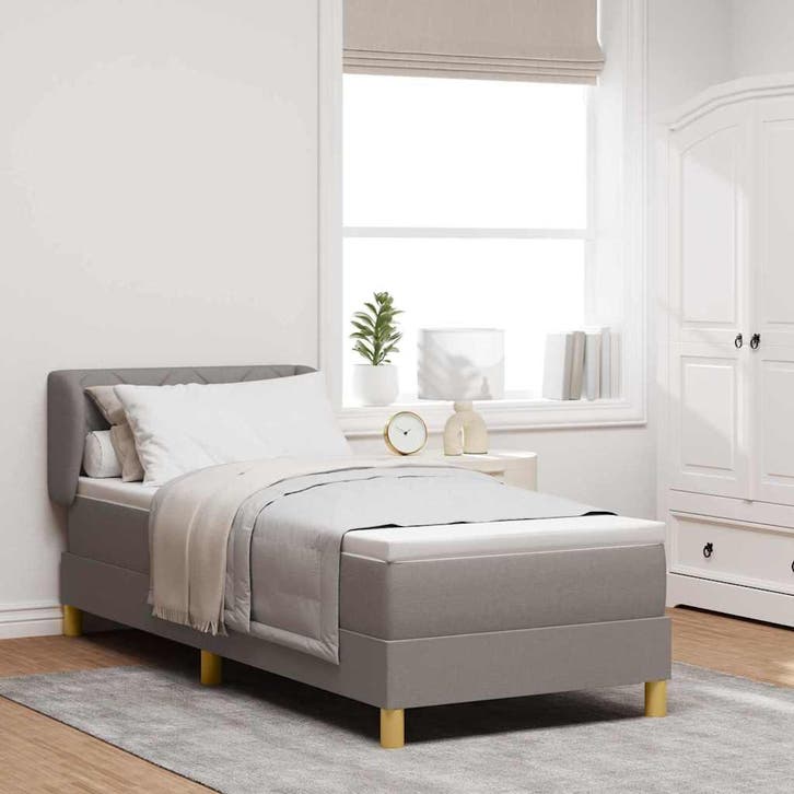 vidaXL Boxspring bed met matras met hoofdeinde Taupe 80 x, Huis en Inrichting, Slaapkamer | Bedden, Nieuw, Verzenden