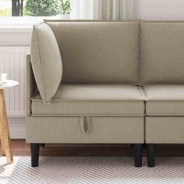 vidaXL Hoek Sofa met Opbergruimte Zand Fluweel, Verzenden, Nieuw