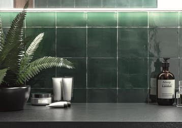 Wandtegel Arcadia Sartoria Olive Groen Handvorm Glans 13x13, Nieuw, Minder dan 20 cm, 10 m² of meer, Wandtegels