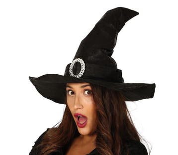 Halloween Heksenhoed Zwarte Gesp, Verzenden, Nieuw
