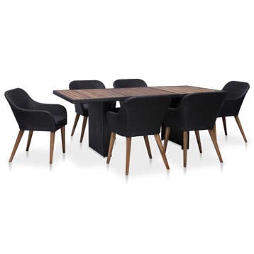 vidaXL 7-delige Tuinset met kussens poly rattan zwart, Tuin en Terras, Tuinsets en Loungesets, Verzenden, Nieuw, Tuinset