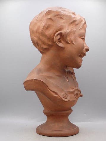 Louis Gustave Cambier (1874-1949) - Buste, Boy - 40 cm -, Antiek en Kunst, Antiek | Glaswerk en Kristal
