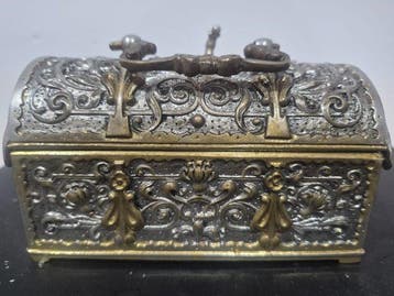 Antique Boîte reliquaire - Laiton argenté - 1850-1900, Antiquités & Art