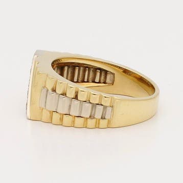 Ring - 18 karaat Geel goud, Witgoud Diamant (Natuurlijk), Nieuw