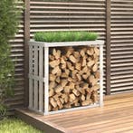vidaXL Houtblokhouder 108x52x106 cm massief grenenhout wit, Tuin en Terras, Brandhout, Verzenden