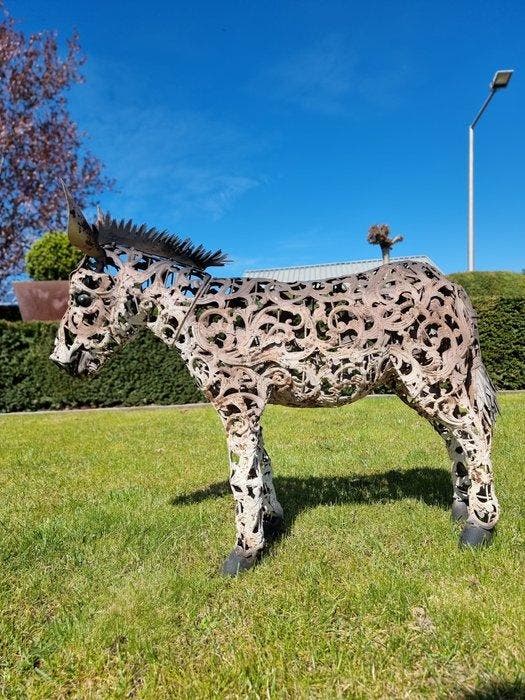 Beeldje - Levensechte ezel - IJzer, Metaal, Antiquités & Art, Curiosités & Brocante