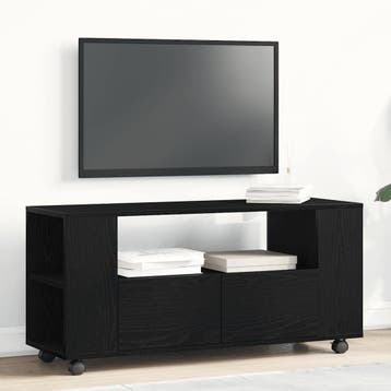vidaXL Tv-meubel wielen 102x34,5x43 cm spaanplaat zwart, Verzenden