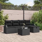 vidaXL Tuinbank Set met kussen met opslag 6 pcs Zwart Poly, Verzenden, Nieuw
