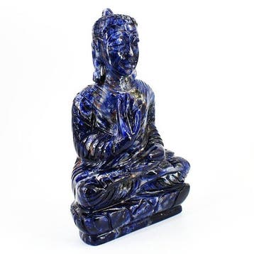 Statue, Big Electric Blue Sodalite Carved Divine Lord Buddha