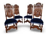 FREE SHIPPING - Stoel (4) - Walnoot - Rijk gestoken, Antiek en Kunst