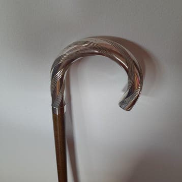 Wandelstok - .925 zilver, Walnoot