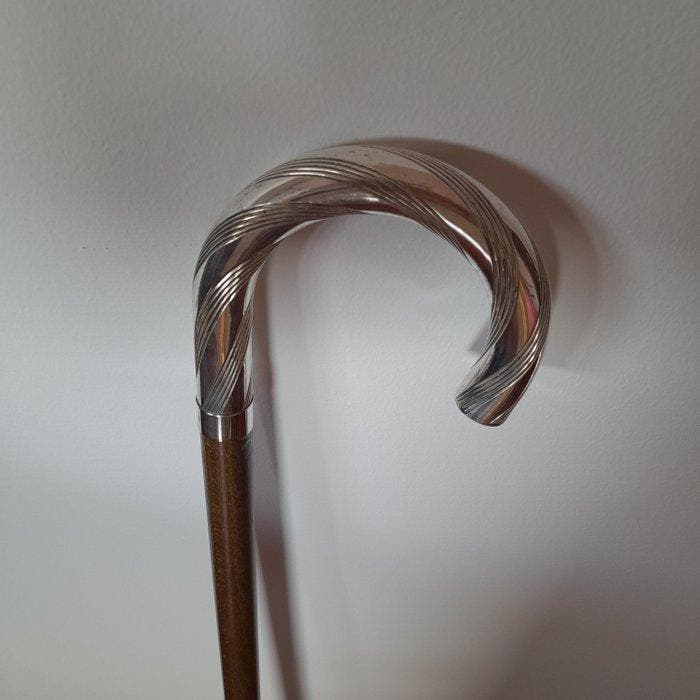 Wandelstok - .925 zilver, Walnoot, Antiquités & Art, Antiquités | Autres Antiquités