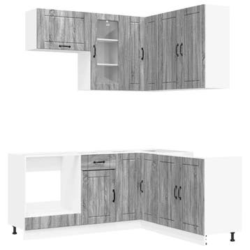 vidaXL Keukenblok LUCCA 8 st Grijs Sonoma Bewerkt hout, Verzenden, Nieuw
