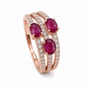 Sans prix de réserve - Bague Argent Rubis